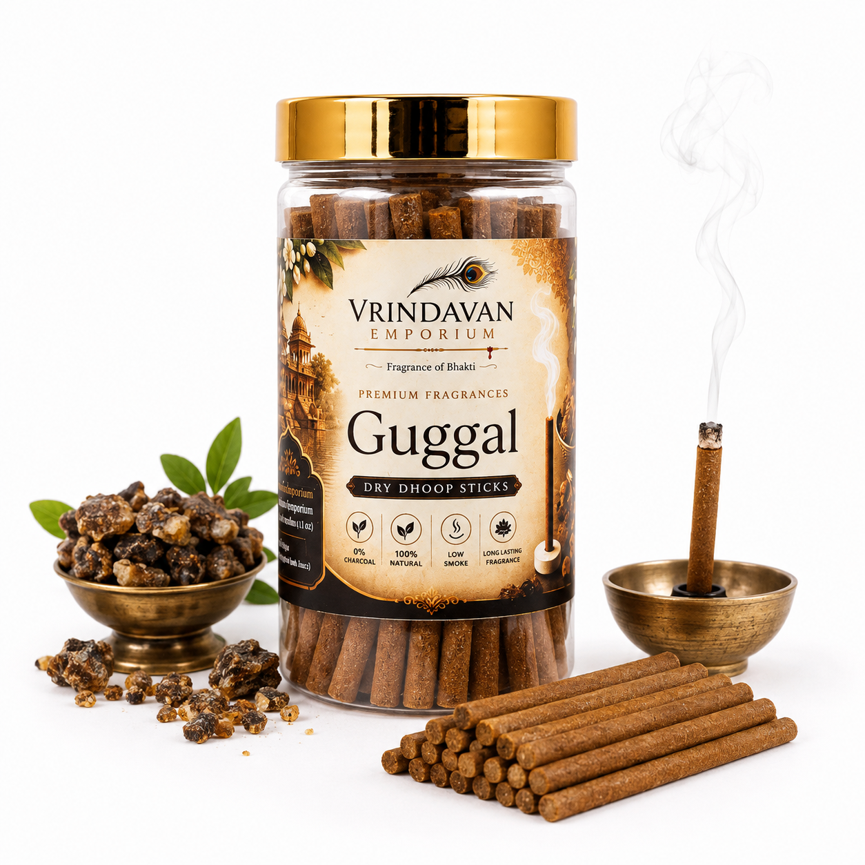 Guggal Dry Dhoop Sticks | Traditional Natural Fragrance for Pooja & Temple | 150g