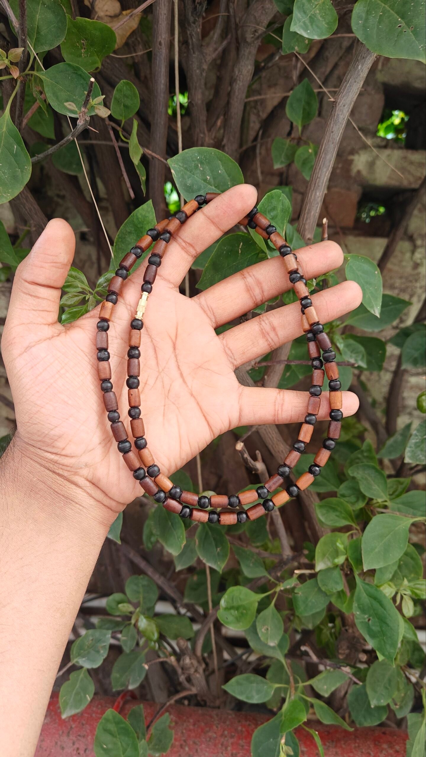 Black Brown Tulsi kanthi mala mix beads - Image 2
