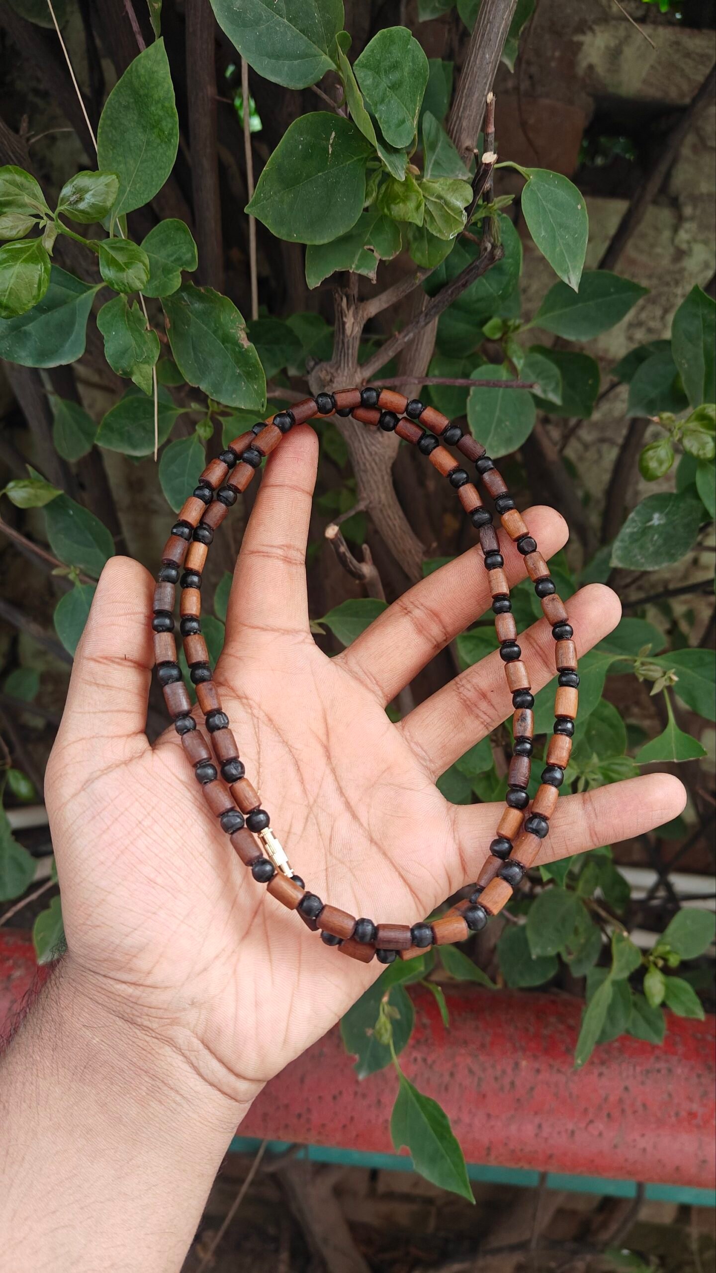 Black Brown Tulsi kanthi mala mix beads - Image 3