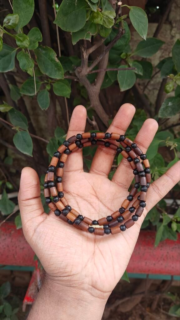 Black Brown Tulsi kanthi mala mix beads