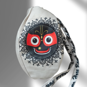 Jagannath Ji beige multi printed japa bag
