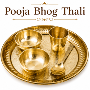 Small Pooja Bhog Thali Set | 6 Inch Pure  Brass Pooja Thali with 2 Bowls, Glass & Spoon |
