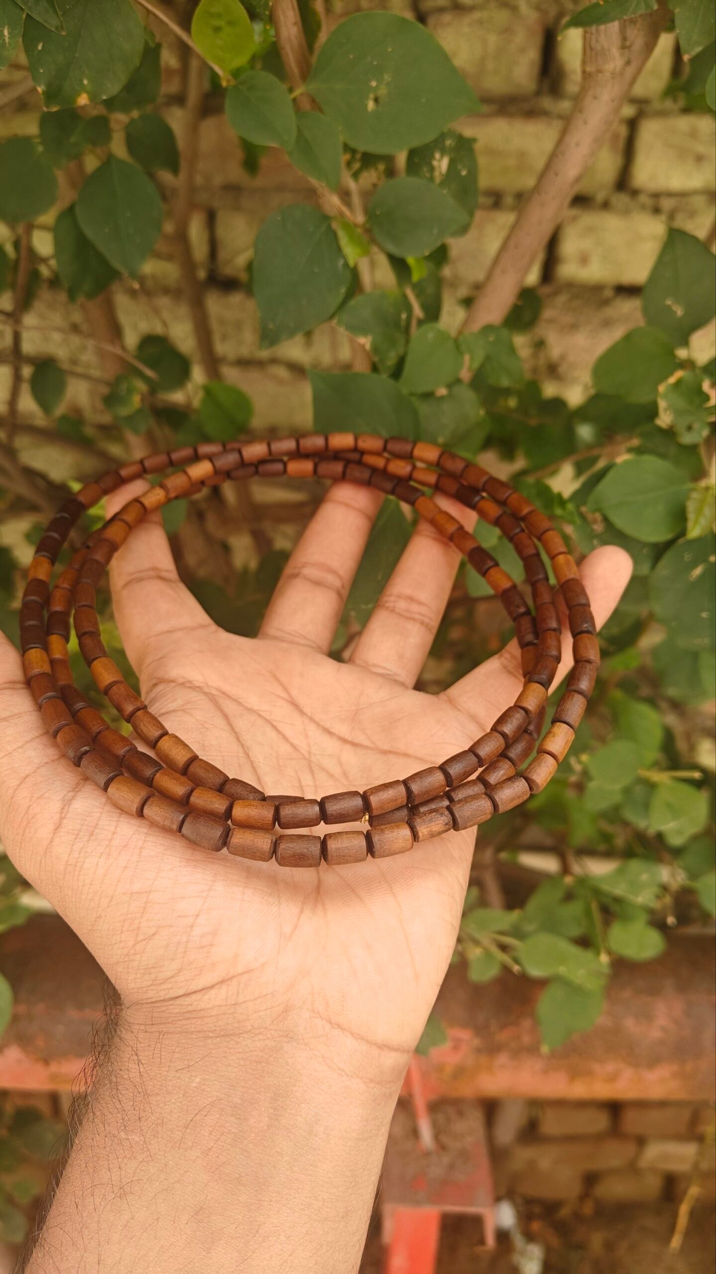 3 Round Brown Tulsi Kanthi Mala ( long beads) - Image 2