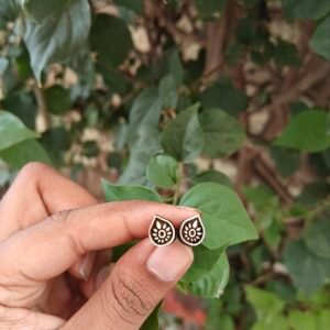 Pure Tulsi Tilak Design Earrings | Handcrafted Tulsi Studs