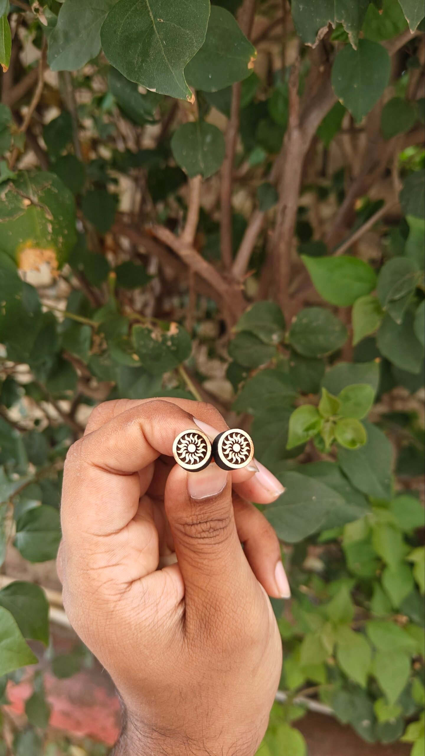 Sun Design Pure Tulsi Earrings | Handcrafted Devotional Earrings