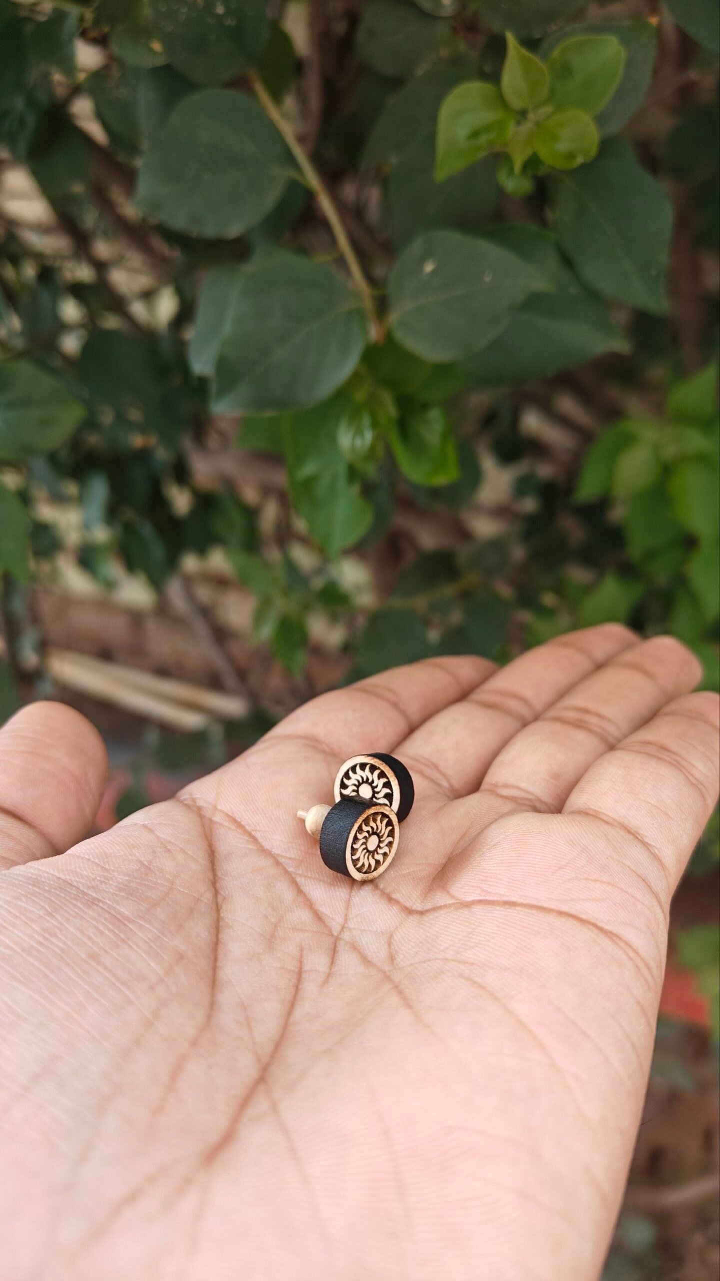 Sun Design Pure Tulsi Earrings | Handcrafted Devotional Earrings - Image 2